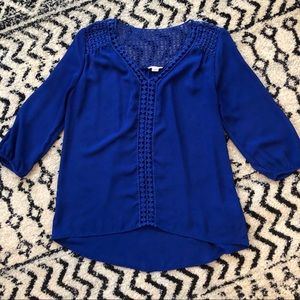 Blue cutout blouse